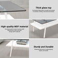 thumbnail image 5 of Rectangle Coffee Table, Modern Double Layer Center Table with Tempered Glass Tabletop and White Metal Legs, Tea Table for Living Room Home Office, Gray Glass, 5 of 11