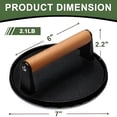 thumbnail image 2 of ACDANC Burger Press,7" Round Heavy-Duty Cast Iron Smash Bacon Press Meat Steak with Wood Handle for Griddle,Sandwich,Nonstick Pan Smash Burger Press, 2 of 7