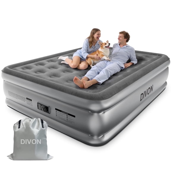 Divon Queen Air Mattress, 18 Inch Raised Inflatable Bed with Built-in Pump, Portable Air Mattress for Guests, Home and Travel