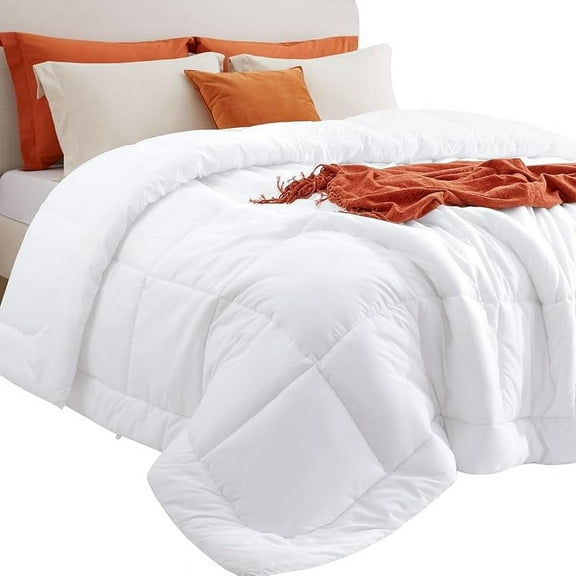 MY Oversized King Comforter Duvet Insert, All Season Bed Comforter, Quilted Down Alternative Duvet, Box Stitched Comforters with Corner Tabs, Washable, 116 x 98 Inches (White)