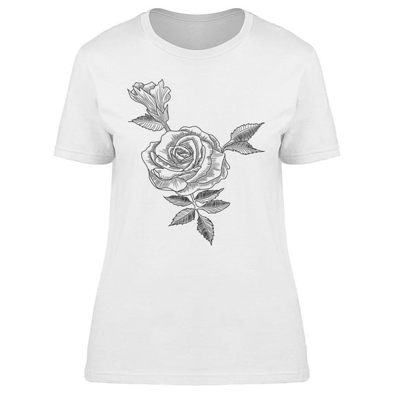 Realistic Black Rose Design T-Shirt Women -Image by Shutterstock, Female x-Large