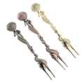 thumbnail image 2 of Estilo europeo para cenas y fiestas elegantes, regalo perfecto para los amantes de los postres, juego de 3 tenedores de fruta tallados en bronce con diseño de concha, 2 of 8