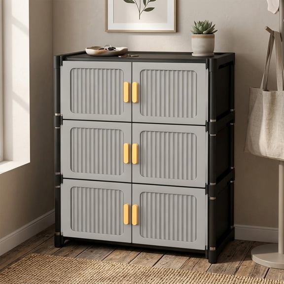 Door-Mounted Shoe Cabinet with Detachable Shoe Racks, Multi-Tiered Storage Shelves, Enclosed Entryway Organizer for Hallway and Living Room
