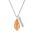 thumbnail image 1 of Delight Jewelry Acrylic Medium Leaf Pearly Orange Silvertone Balance Bar Charm Necklace, 23", 1 of 4