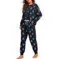 thumbnail image 2 of SCRAWLGOD Dog Paw Women's Pajamas Sets Long Sleeve Nightwear for Women Pj Set of 2 Drawstring Graphic Pajama Set Size Small Breathable Women Loungewear, 2 of 7