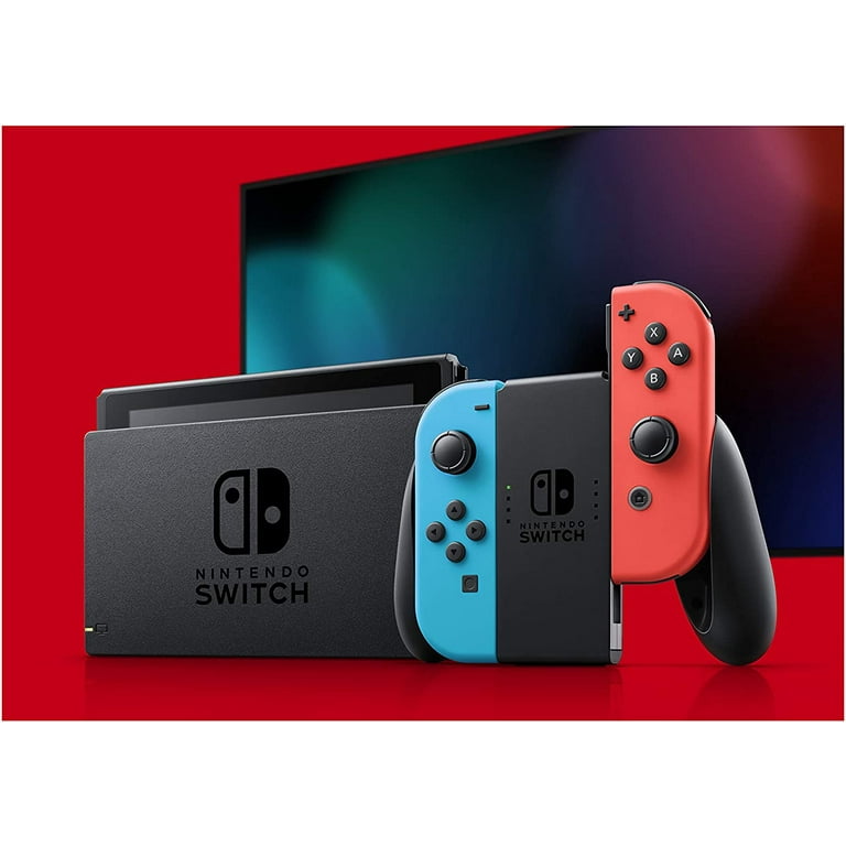 Pack nintendo switch néon + pokemon let's go evoli + boitier bleu