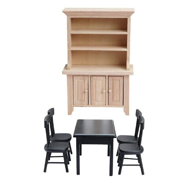 Armario de Madera con Sillas Elegantes para Decoración del Hogar