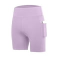 thumbnail image 4 of SERTG Girls Solid Color Yoga Shorts Spring Summer Pants with Pockets Kids High Waisted Sports Breathable Everyday Shorts(Purple#1,6 Years), 4 of 5