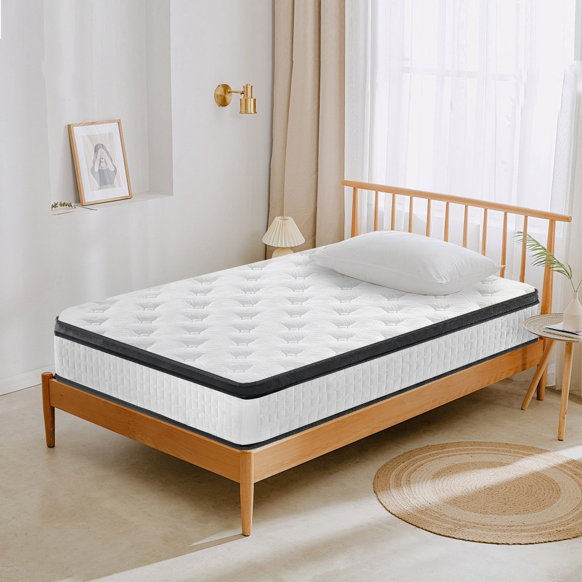 Miniyam Mattress for Adults, 12" Medium Plush Memory Foam with Pocket Springs, Twin-XL
