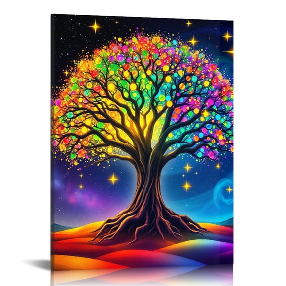 RKSupls Rainbow Cosmic Tree Canvas Wall Art, Canvas Prints Wall Art for Living Room Bedroom Entryway Office, Art Print Painting for Home Decor
