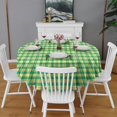 thumbnail image 2 of Green Yellow Checkerboard Checkered Pattern Round Tablecloth 60"x60",Wrinkle Wipeable Table Cloth for Kitchen Dining Room Picnic Patio Party, 2 of 6