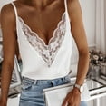 thumbnail image 2 of Womens Summer Tops Dressy Camisole Women Leather Shirt Girls Adventure Top Women Athletic Tops Set Baggy Top Women's Fashion Printing Lace Splicing V-Neck Suspender Vest Blouse White S, 2 of 7
