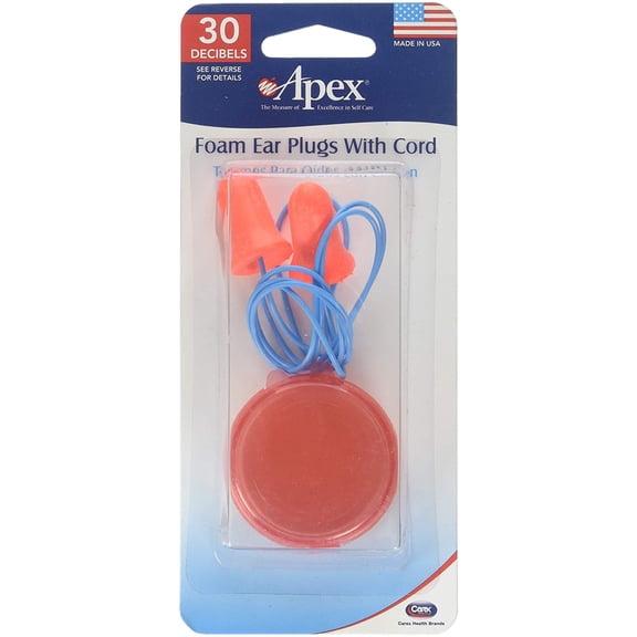 Apex Foam Ear Plugs with Cord - 1 Pair