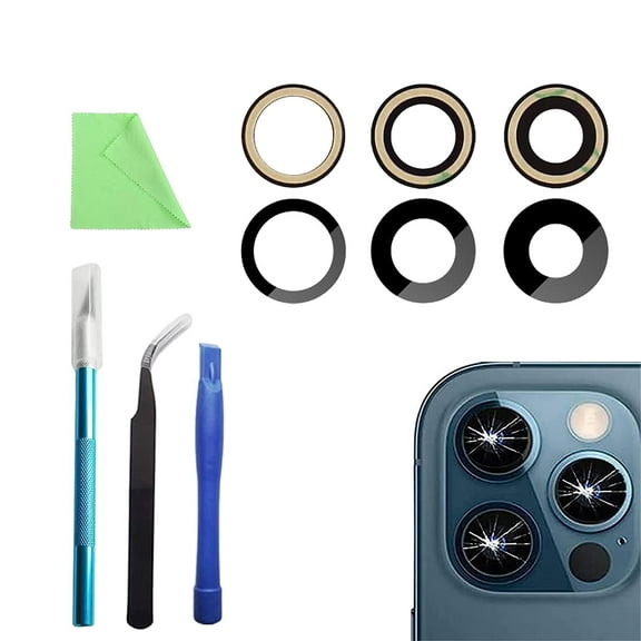 Rear Camera Lens Glass Replacement for iPhone 12 Pro Max, Back Camera Lens Replacement with Double-Sided Adhesive & Repair Tool Kit (for 12Pro Max)