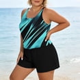 thumbnail image 6 of asdoklhq Plus Size Modest Tankini Swimsuits Bathing Suits Fashion Women's Sleeveless Printing Round Neck Bikini Swimsuit Push-Up Padded Swimwear Pockets Swimsuit Plus Size Swim Romper Black 5X, 6 of 9