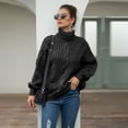 thumbnail image 1 of Suéter de otoño e invierno para mujer, estilo universitario, suéter de cuello alto con giro de línea gruesa para mujer, 1 of 6