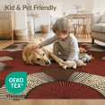 thumbnail image 4 of ODIKA 8'x10' Washable Area Rug Non-Slip Chair-Friendly Mat Pile Shaped Graphic Interlocking Symmetry Saturated Field Minimalist for Dining Room, Large Office, Lounge, 4 of 7