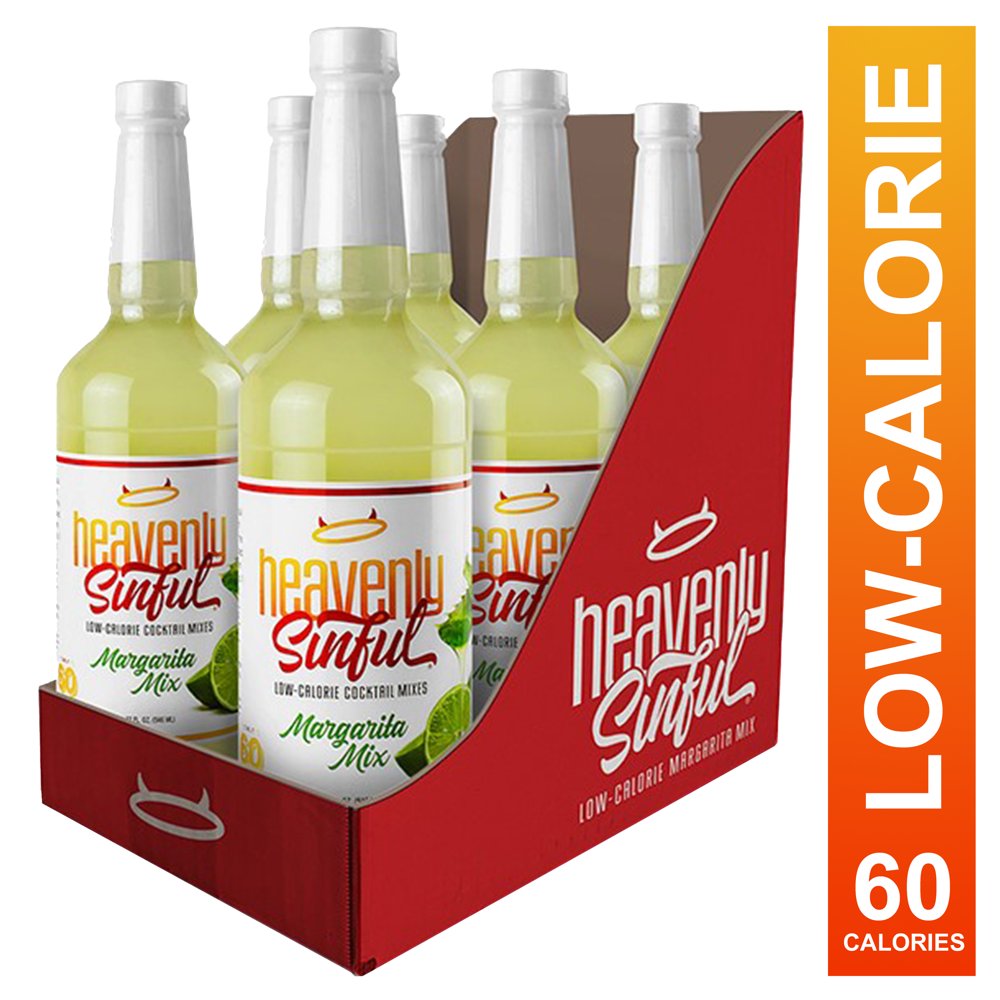 Heavenly Sinful Low Calorie Margarita Mix, 32 oz (942 ml), 6 Pack