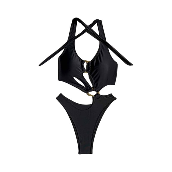 Delconic Women Swimsuit Sexy Backless Bikini European American Swimwear High Cut V Neck Beach Bathing Suit