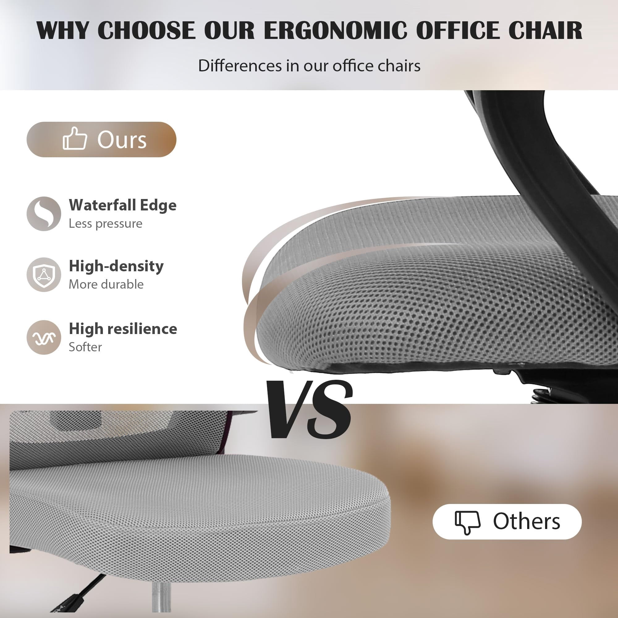 CL.HPAHKL Ergonomic Office Chair Set of 2, Mesh Computer Desk Chair with Mid-Back Support & Armrests, Adjustable Height Swivel Task Chair for Home Office, Study, Gaming, Gray