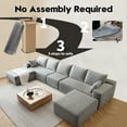 thumbnail image 2 of 168.5" U Shaped Cloud Sectional Sofa for Living Room Plush Corduroy Cover Fluffy Memory Foam Cushions, No Assembly Required, Modular Chaise Lounge, Oversized Comfortable Couches Set, Grey, 2 of 9