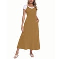 thumbnail image 4 of Asklazy Dressy Tank Dress for Women ,V Neck Adjustable Spaghetti Strap Long Dress with Pockets,Orange Yellow,L, 4 of 9