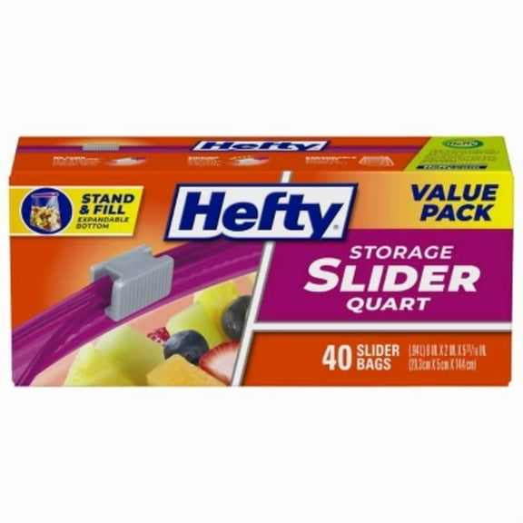 Hefty Quart Food Storage Slider Bag - 40ct