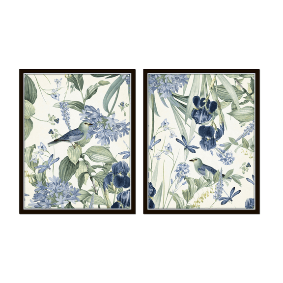Vintage Bird Botanical Nature Poster Set , Poster Only