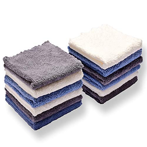 Infants and Toddlers-Brown Kyapoo Baby Washcloths 12 Pack 12x12 Inches Microfiber Coral Fleece Extra Absorbent and Soft for Newborns 