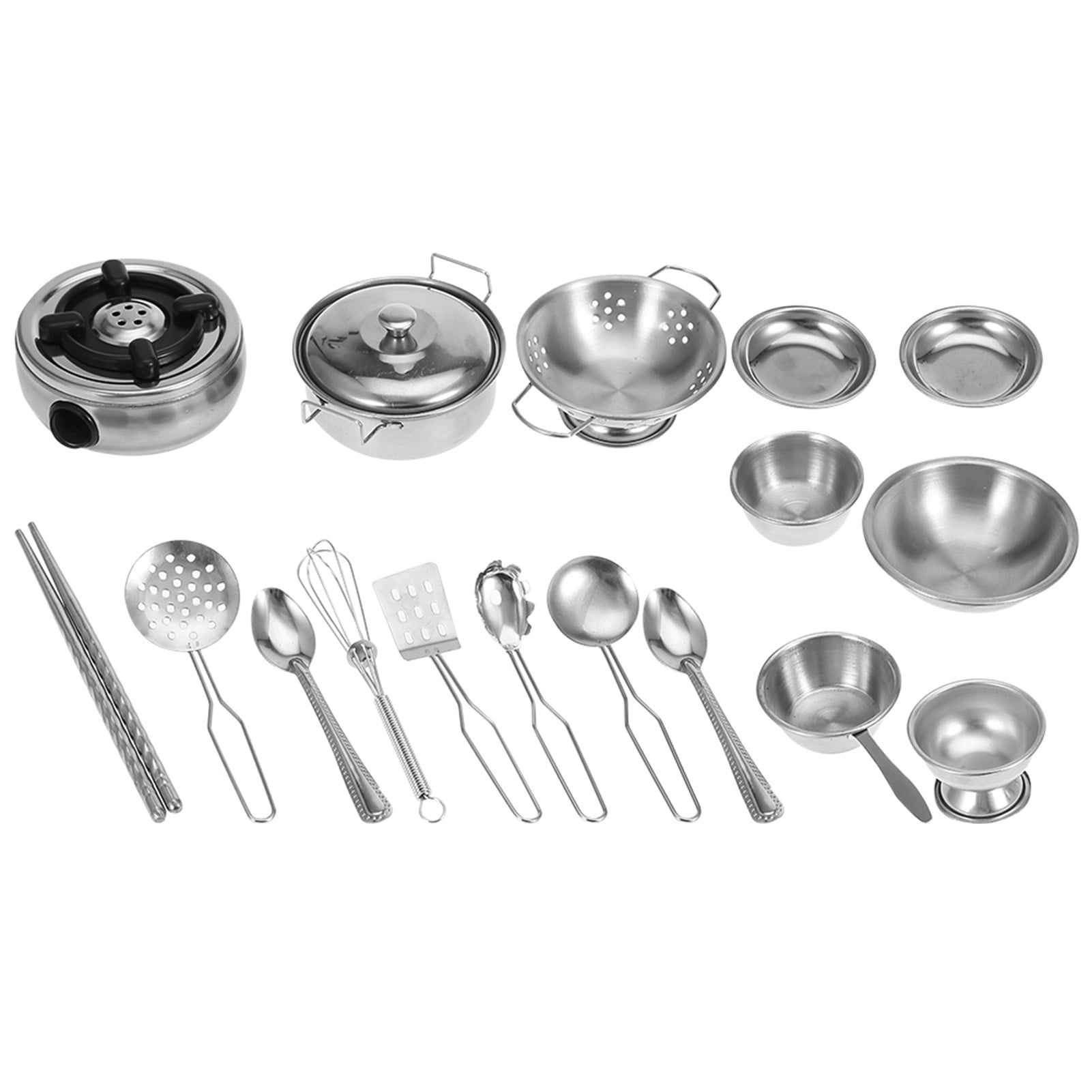 Mini StainlessSteel Kitchen Toys, Tiny Size Pretend Cooking Set Toys