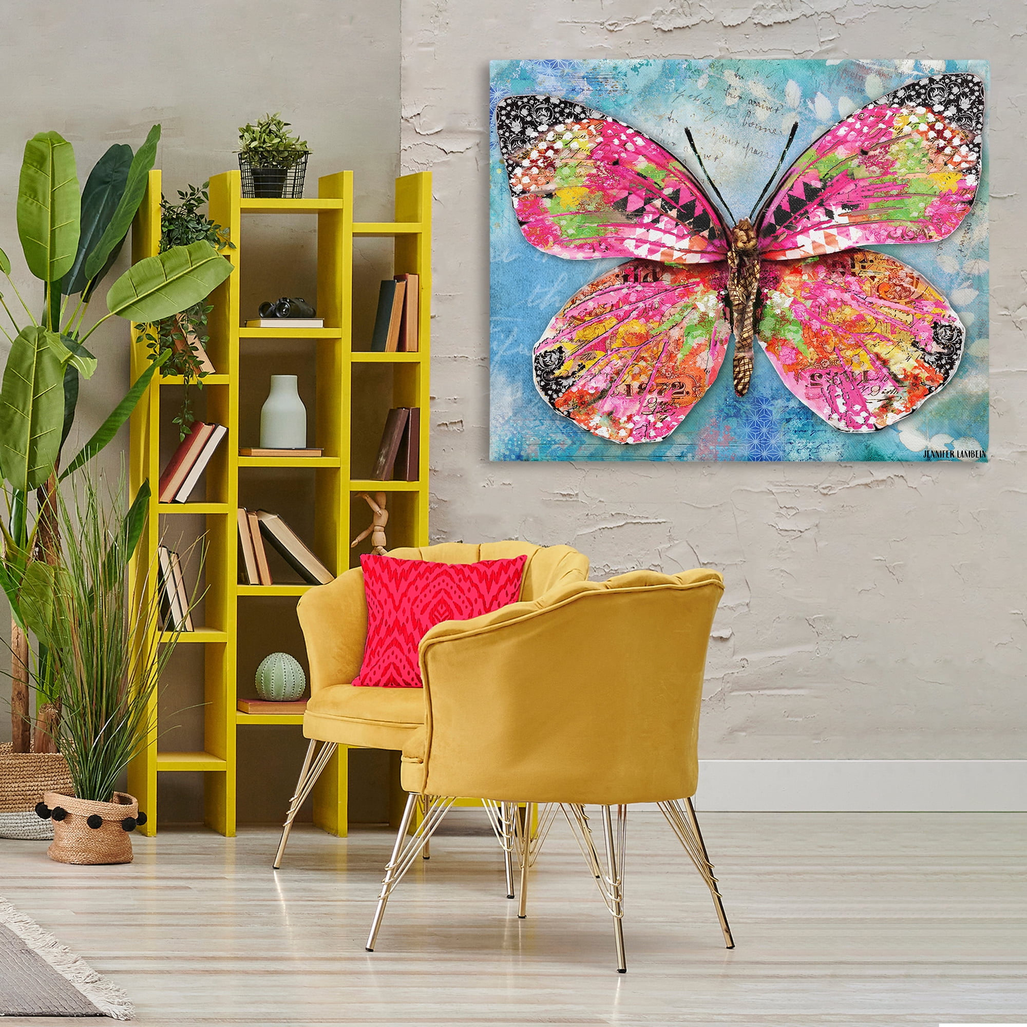 Stupell Industries Wonderland Butterfly Pattern Animals Painting Wrapped Canvas Art Print Wall Art, 48 x 36