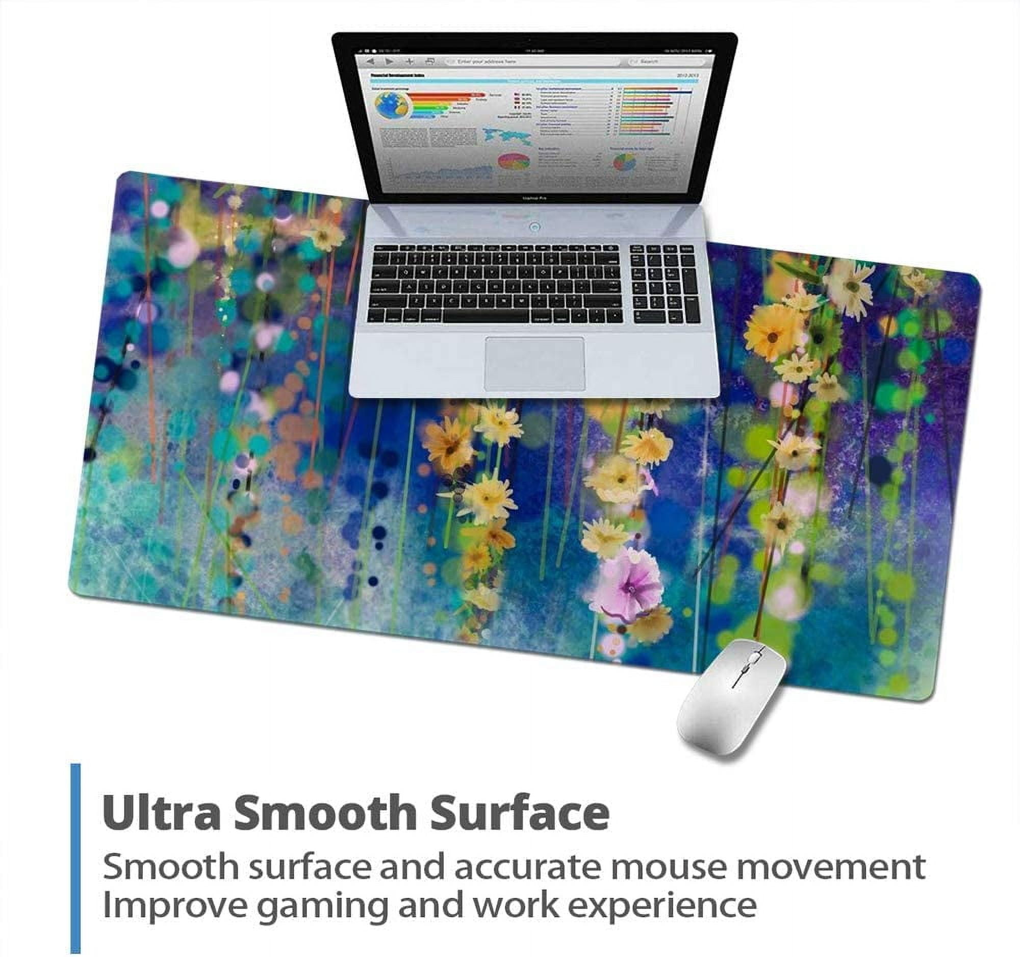 armdgodx Non Slip Water Resistant PU Leather Multifunctional Desk Pad 31.5 x 15.7, Flowers Painting