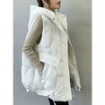 thumbnail image 5 of Padded Puffer Vest for Women Sleeveless Solid Hooded Zip Up Jacket with Pockets White M, 5 of 5