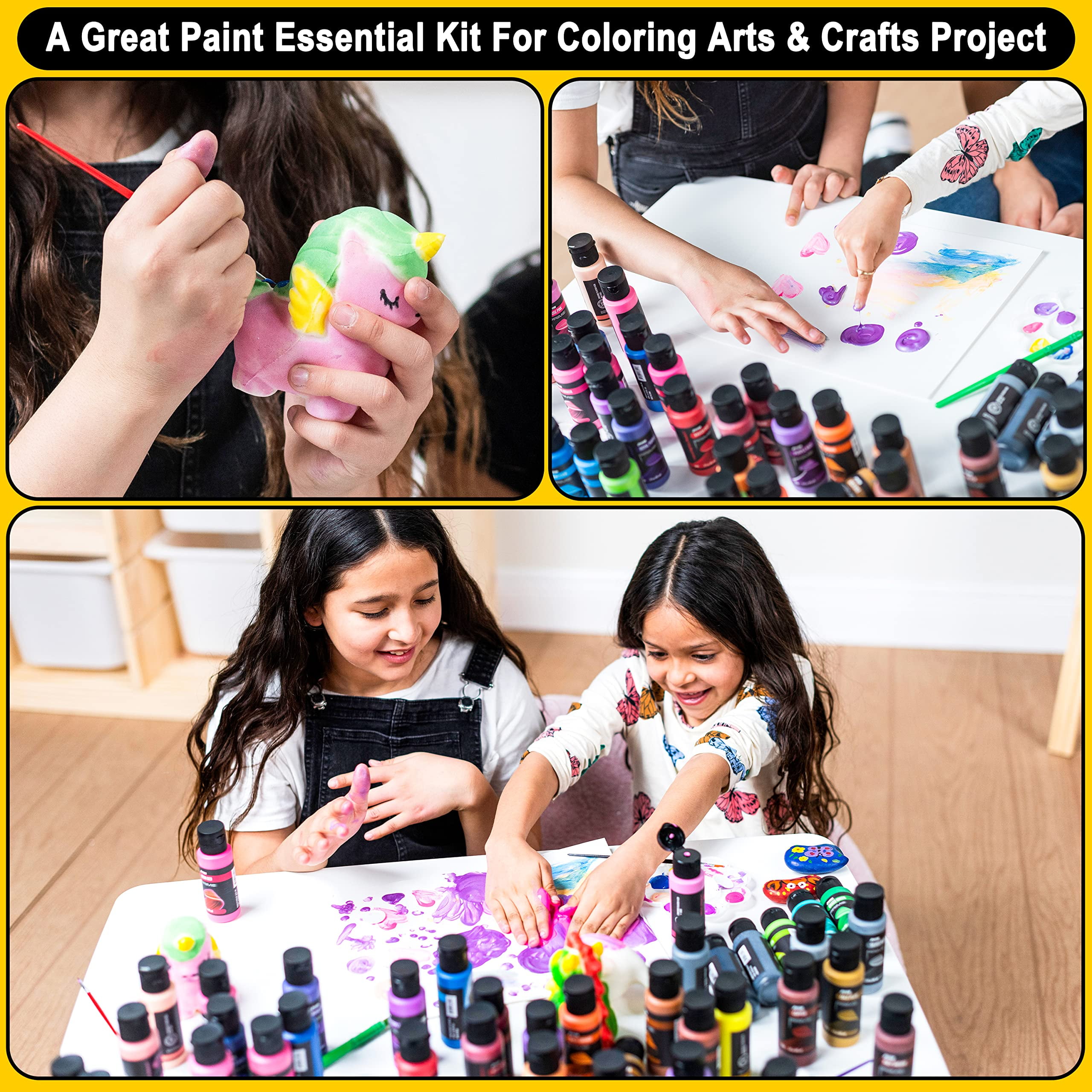 Joyfy 42 Pcs Washable Paint Set for Kids , 2 oz Finger Painting for Toddlers, Back to School Supplies