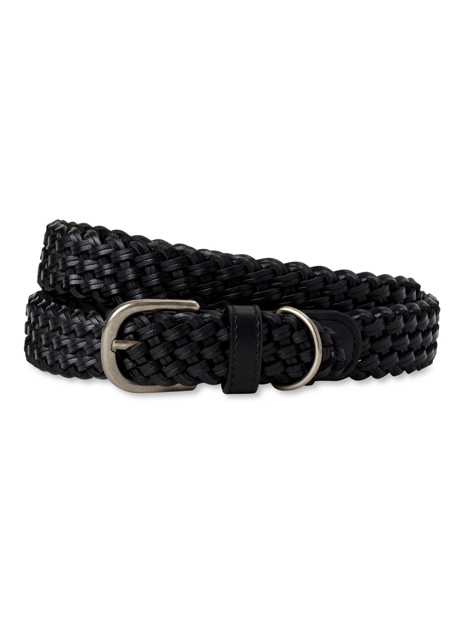 Time and Tru Women's Braided Belt, Black