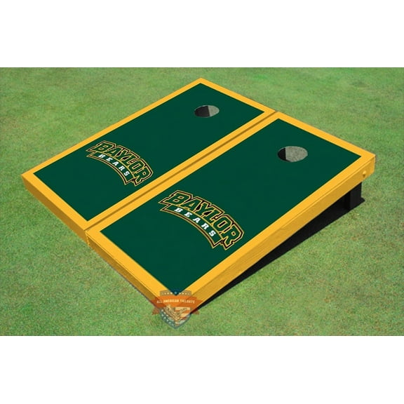 Baylor University Arch Hunter Green Matching Border Cornhole Boards