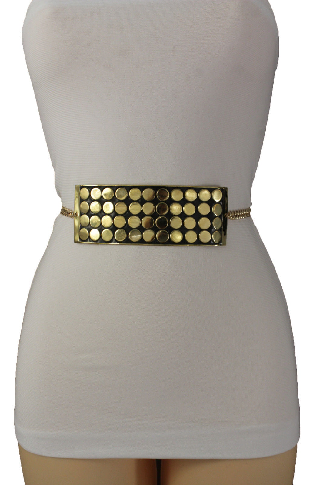 Women Dressy Unique Gold Metal Chain Bling Belt Hip Waist Snake Buckle XS S M 