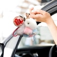 thumbnail image 3 of Fwttom Model Handmades Soft Bunny Pompom Charmss Bunny Car Key Chain Pendant Everlasting Flower, 3 of 5