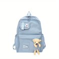 thumbnail image 1 of Mochila Con Decoración De Oso De Peluche, Mochila Escolar De Estilo Preppy Simple, Mochila De Viaje Para Estudiantes Kawaii, 1 of 4
