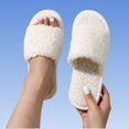 thumbnail image 5 of Risckoth Women's Fuzzy Slippers Open Toe Round Head Plush Fleece Indoor Slide Shoes, White, 5 of 5