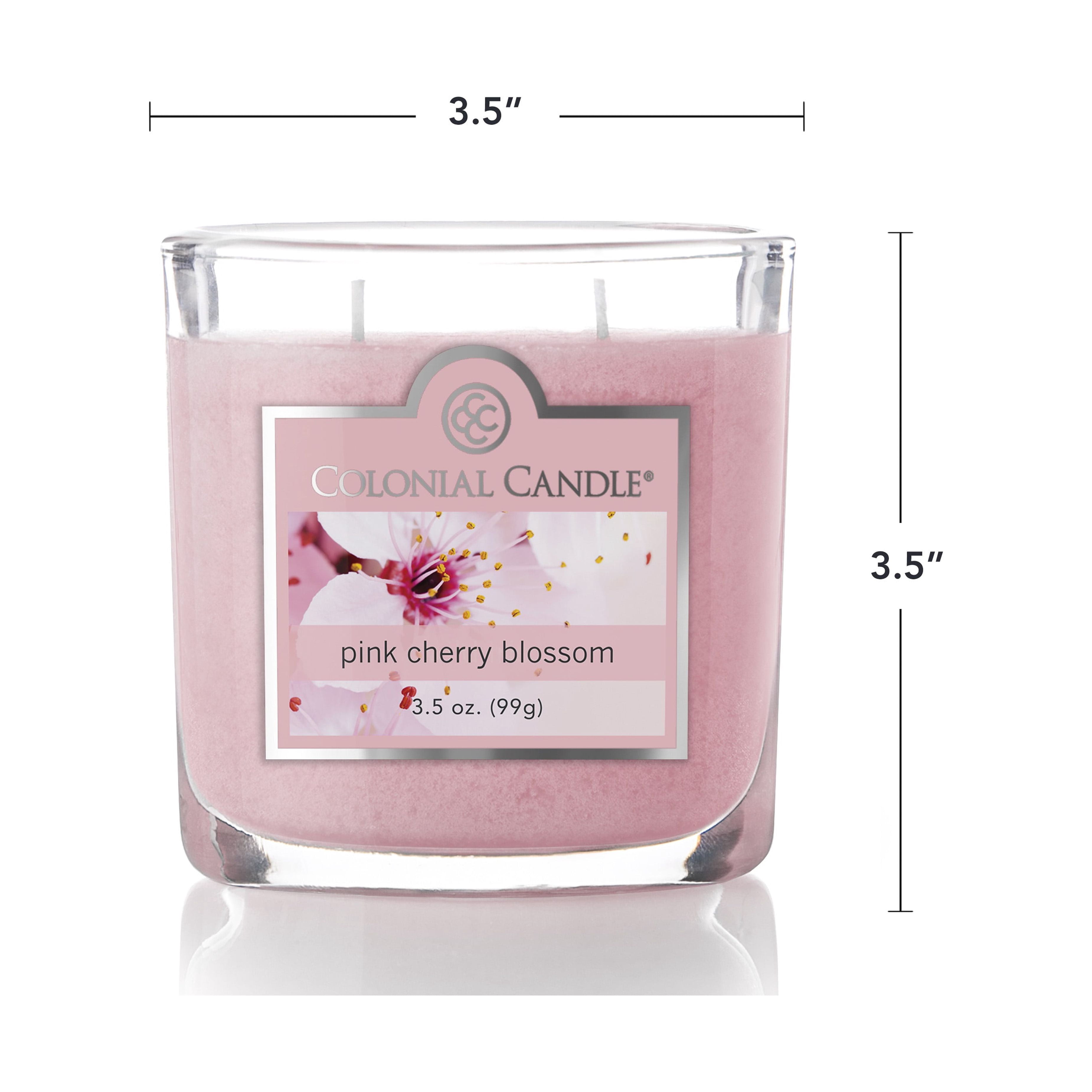 Colonial Candle Pink Cherry Blossom Scented Jar Candle - Classic Ovals - 2 Wick - 3.5 oz - 20h Burn