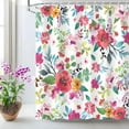 thumbnail image 2 of Floral Shower Curtain for Bathroom Flower Shower Curtain Watercolor Girls Shower Curtains Flowered Shower Curtain with Hooks Pink Floral Bathroom Decor Pink Shower Curtain, 72" W x 72" H, 2 of 6