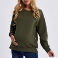 thumbnail image 2 of Akafmk Womens Long Sleeve Maternity Tops,Womens Maternity Solid Color Crew Neck Long Sleeve Button Detail Hoodless Casual Sweatshirt Pregnancy Mama Tops, 2 of 4