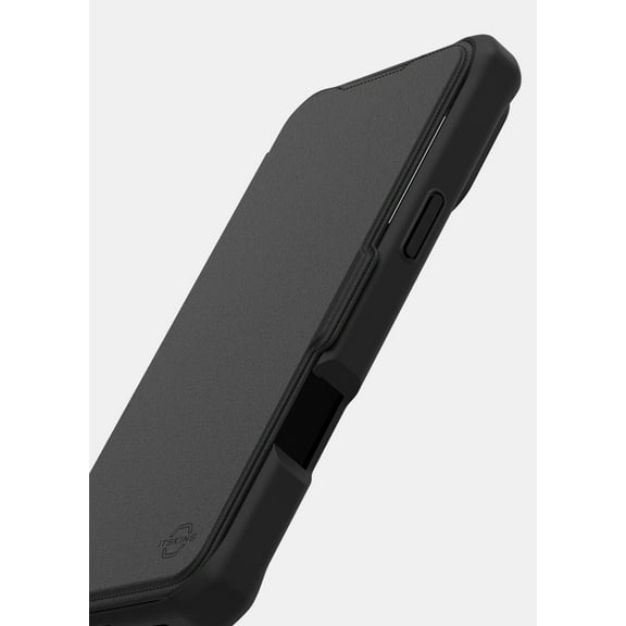 ITSKINS Hybrid R // Folio Protective Phone Case for iPhone 16 Pro Max, Hybrid Case with Card Holder, Anti-Slip, Heavy Duty Shockproof Cover, Military Phone Case - Black