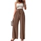 thumbnail image 1 of Pantalones de Salón de Pierna para Mujer, Cintura Alta, Ajustables, con Nudo de Lazo, Holgados. Color Café M, 1 of 9