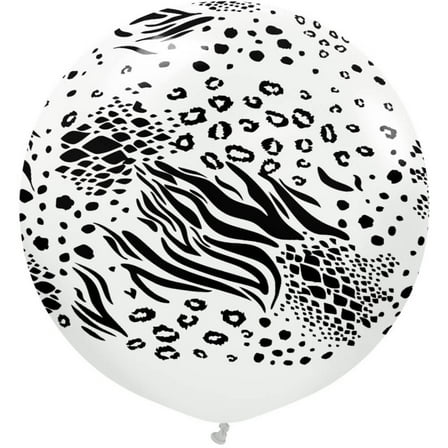 24 inch Kalisan Safari Mutant - White W/ Black Ink Latex Balloons (1 Pack) - Party Supplies Decorations