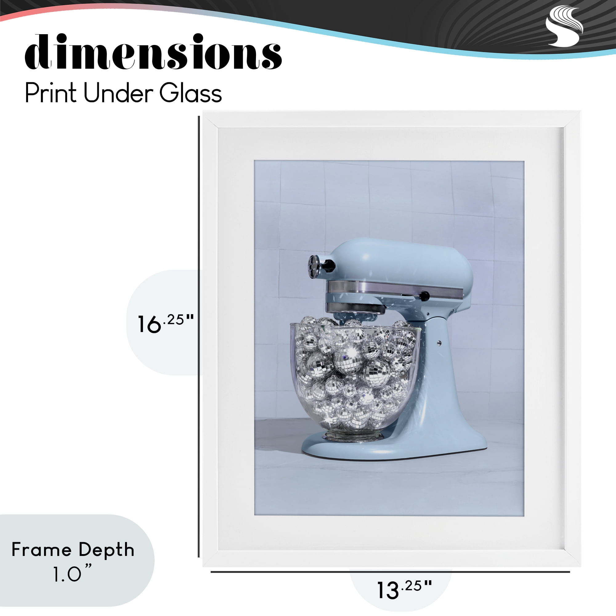 Stupell Industries Disco Kitchen Mixer over Blue White Framed Print Under Glass, design by LISH Creative