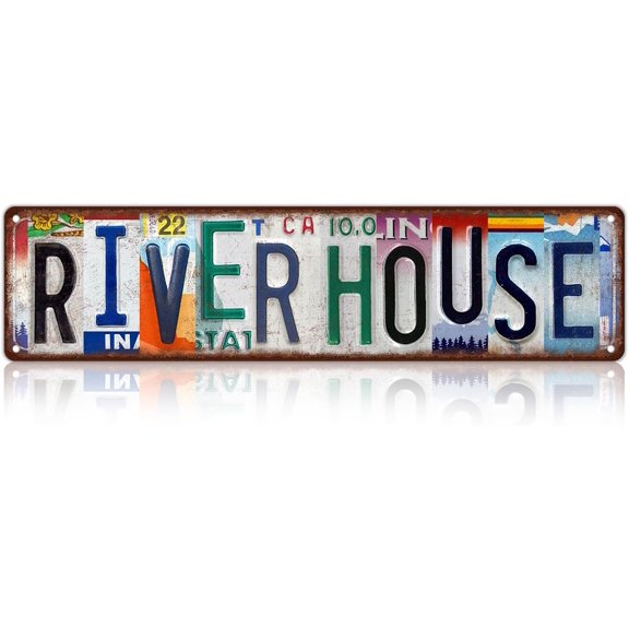 Vintage River House Metal Tin Signs Street Signs Wall Decor 4"x16"