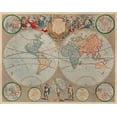 thumbnail image 4 of John Senex 14x12 Black Modern Wood Framed Wall Art Titled - A new map of the world from the latest observations 1720, 4 of 6