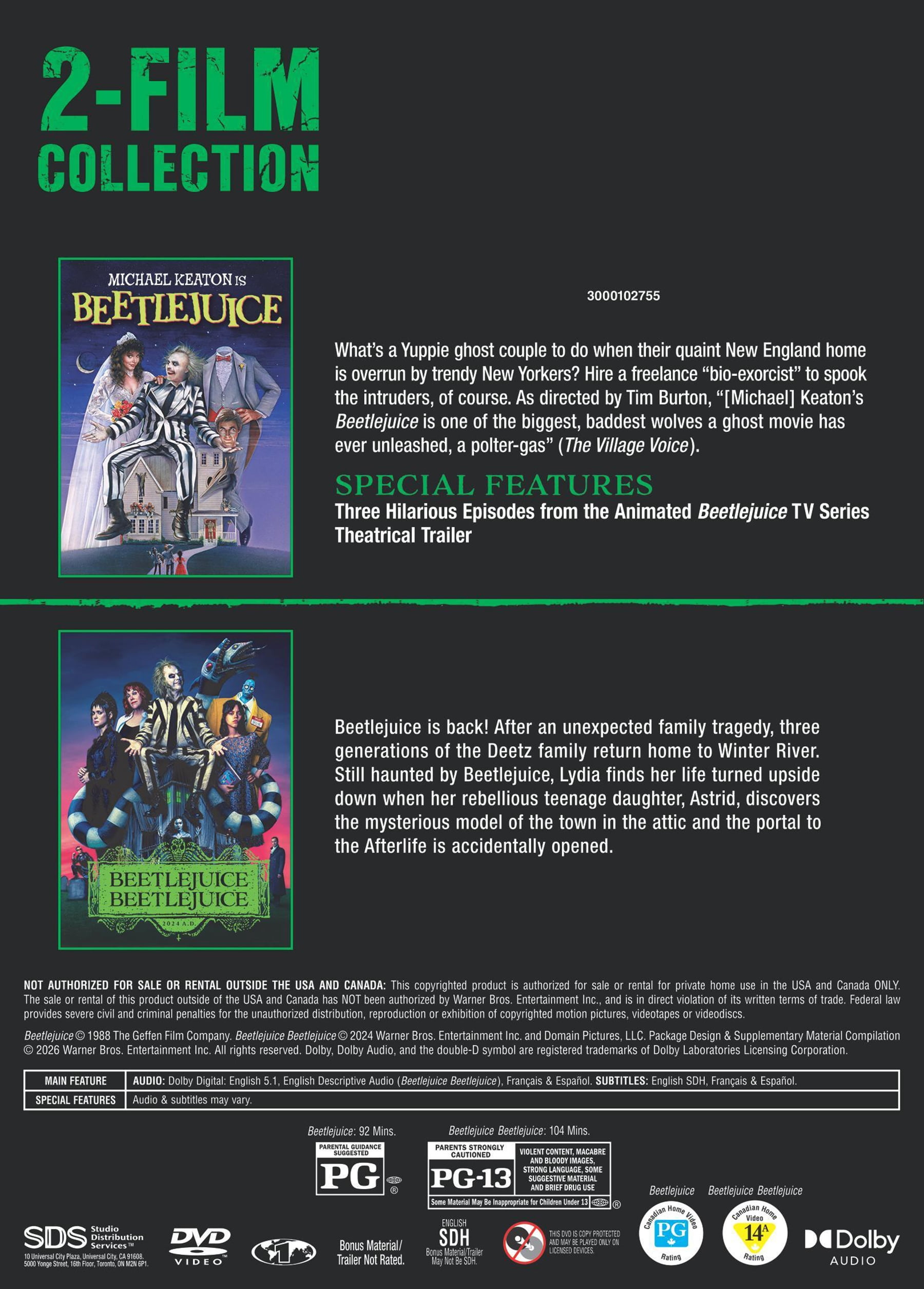 Beetlejuice 2-Film Collection (DVD), Comedy, Warner Bros.